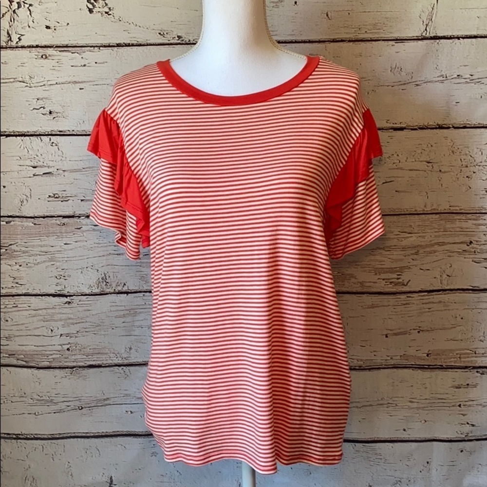 Le Lis Red stripe Southern Boutique shirt L